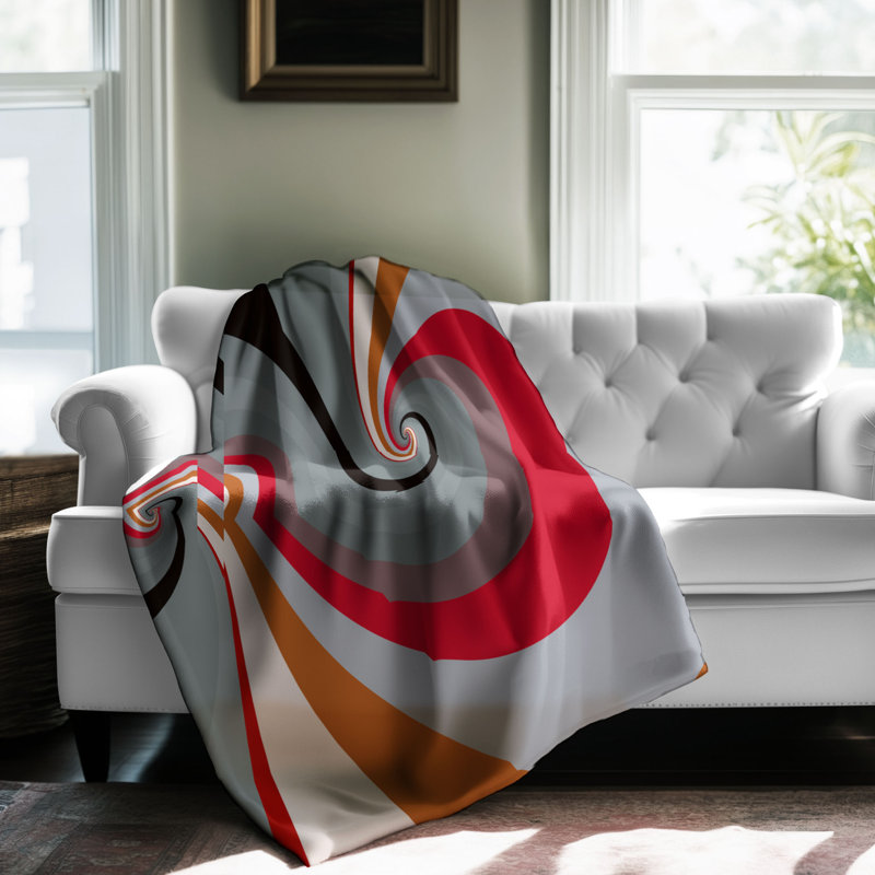 Motif Groovy - 1 pièce Sherpa Premium, Lit simple, Gris / rouge abstrait