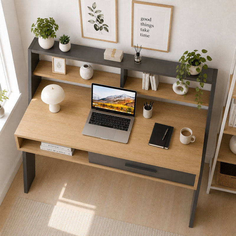 Modular Particle Board / Chipboard Computer Desk, Oak Anthracite