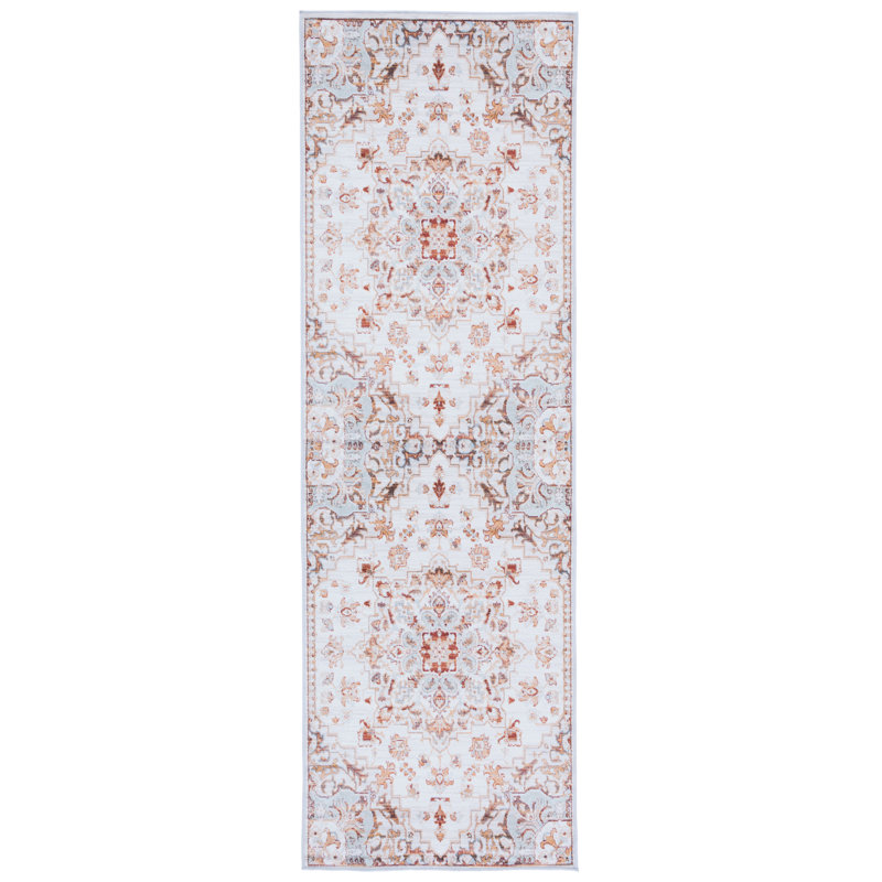 Sonia Oriental Beige/Grey Red Area Rug, Runner 2'6" x 12'