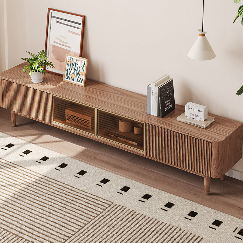 Meuble télé en bois massif moderne et minimaliste