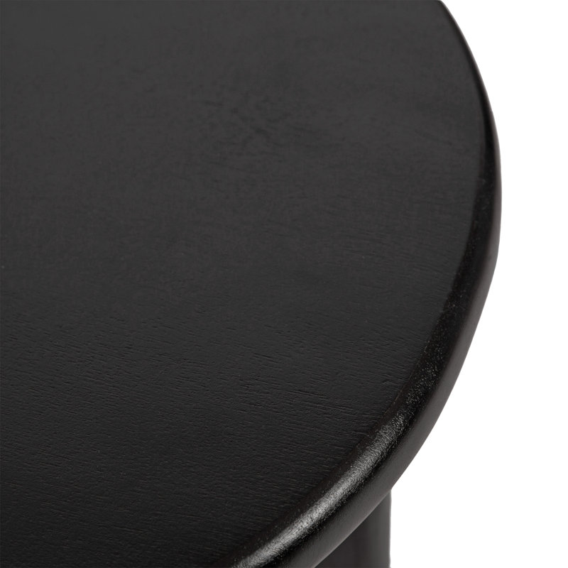 Table d'appoint ronde en bois massif, Noir, noir, noir, noir