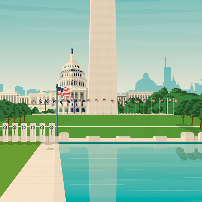 Washington DC 1 Piece Wall Art, 70cm H x 50cm W