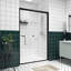 Porte de douche coulissante double à cadre réglable en aluminium de 44 à 48 po avec roulettes silencieuses, option de montage réversible-124249860