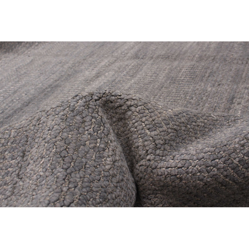 Tapis unique en laine gris foncé Konduko 10 pi 1 po x 14 pi 1 po Konduko