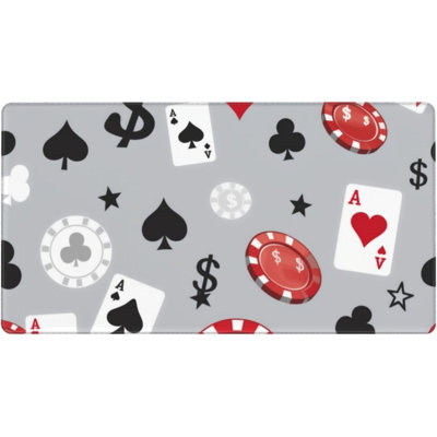 Tapis de souris géant Poker Card Casino, tapis de bureau de jeu, tapis d'ordinateur XXL antidérapant en caoutchouc avec bords cousus résistants pour le travail et les loisirs, 40 x 90 cm