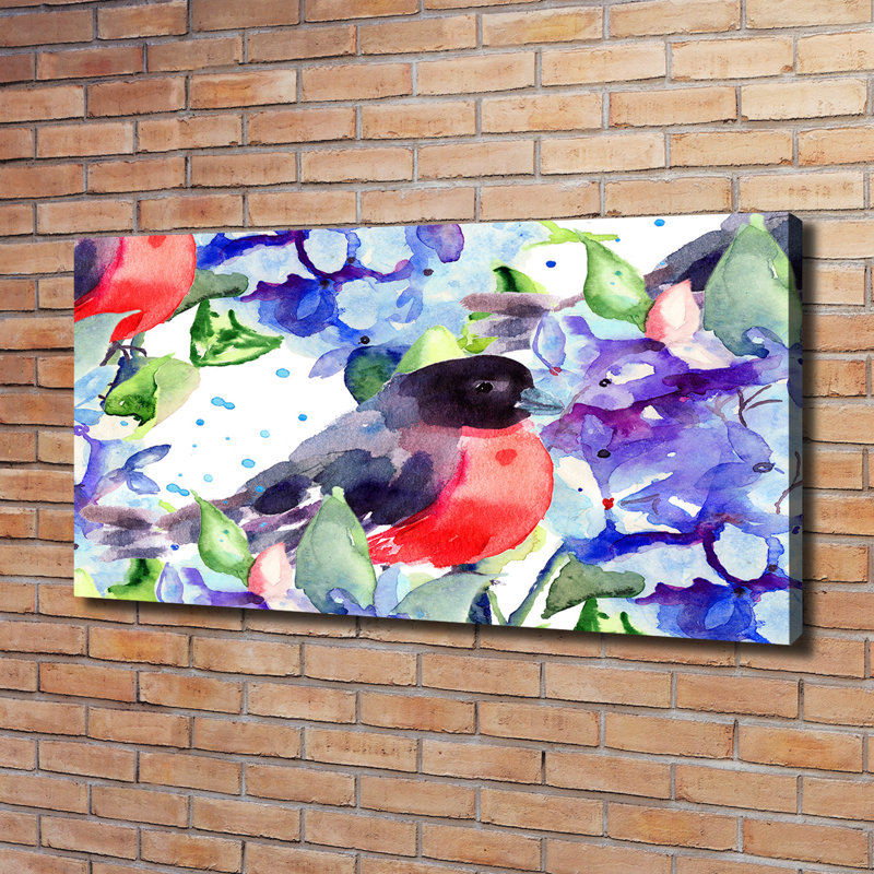 Bird And Flowers - Wrapped Canvas Print