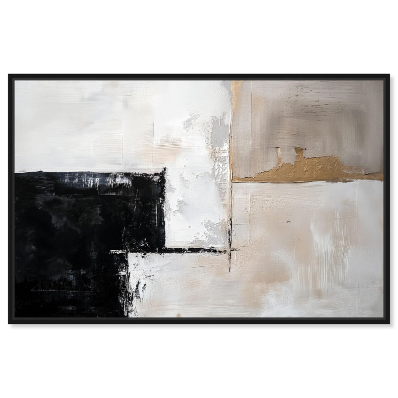 «Black Dust and White Ash II», art mural tendance , Cadre flottant noir, H 31 po x l 46 po