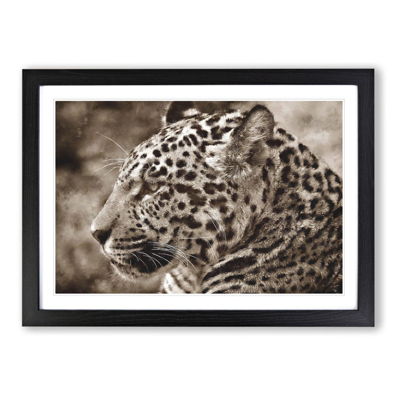 Jaguar - Picture Frame Painting, 27cm H x 36cm W x 2cm D, Black