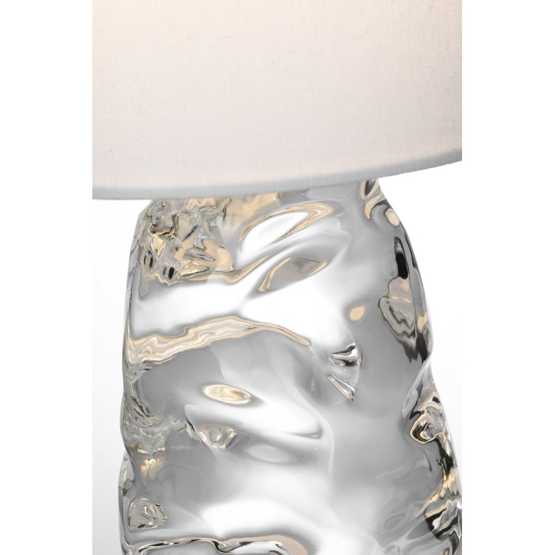 AERIN Lupin 16" Cordless Accent Lamp in Clear Glass with Linen Shade