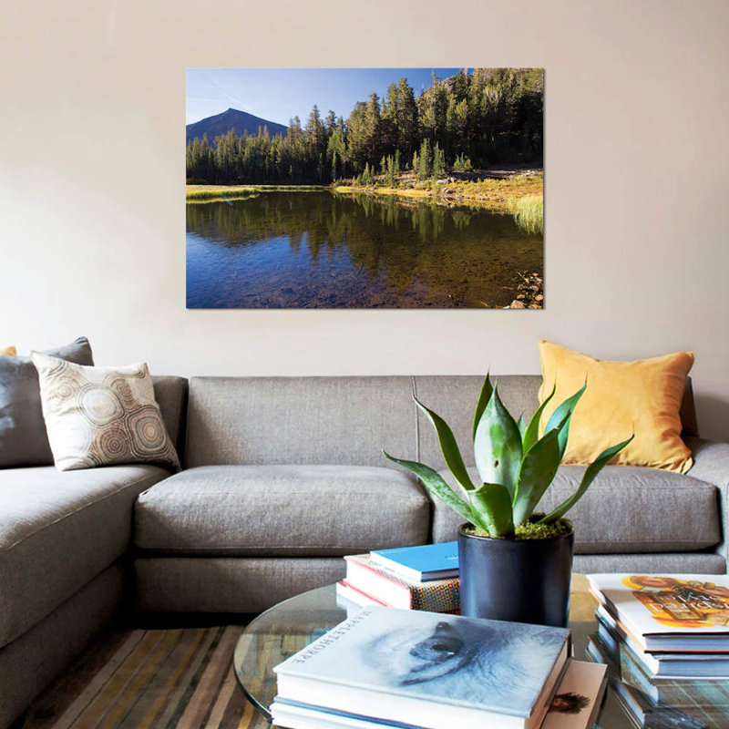 «Lake with Mountain Range», reproduction de photo sur toile, H 26 po x l 40 po x P 1,5 po, Toile tendue, Pas de tapis