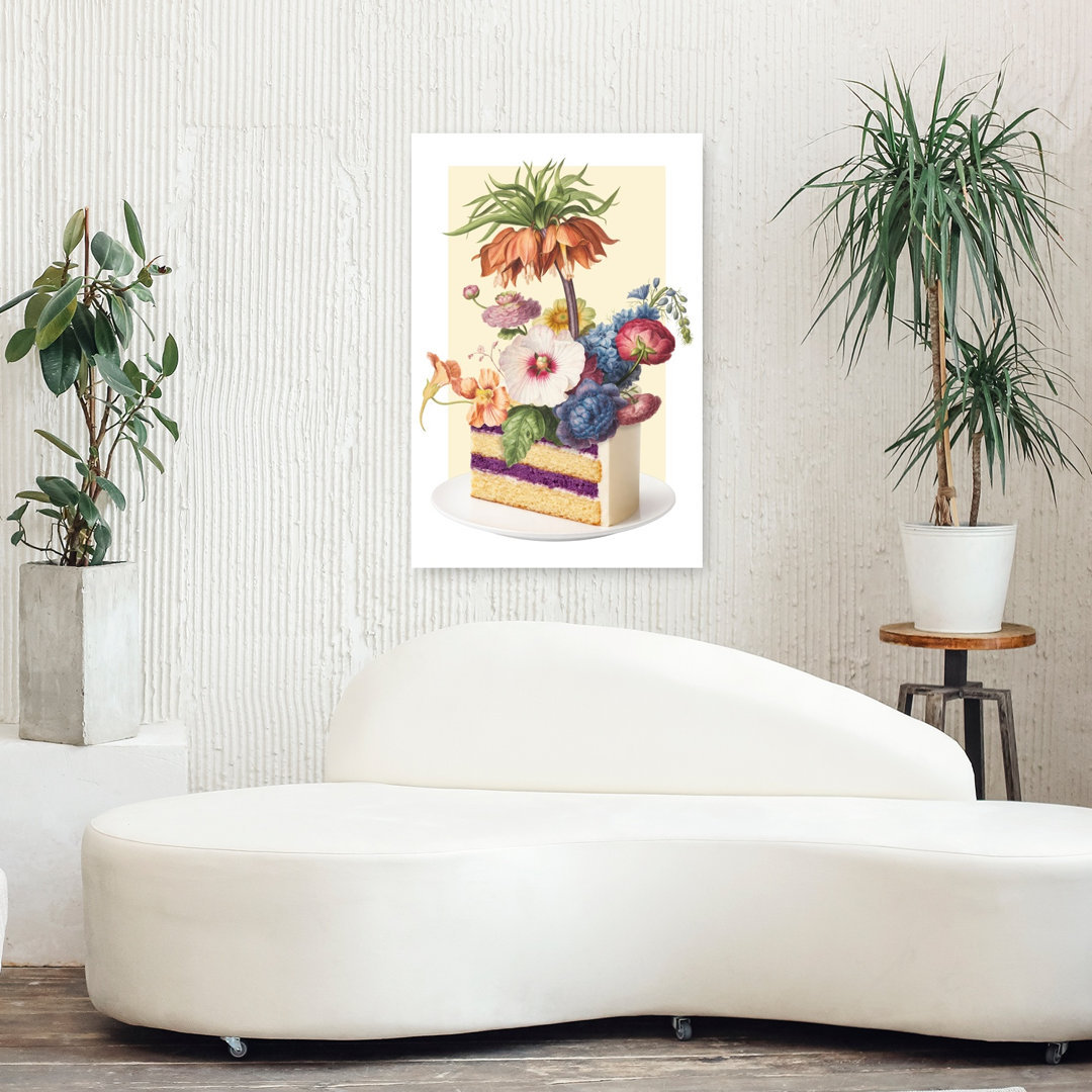 Whimsical Cake Blossoms Elegant Vibrant Whimsical Flower Plant Wall Art Print