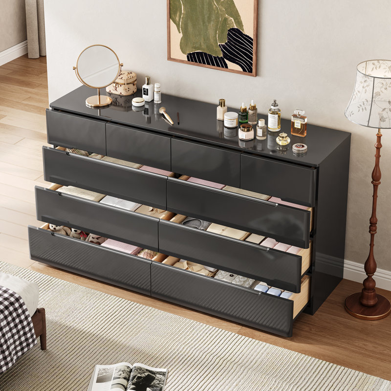10 Drawer 55'' W Double Dresser, Black