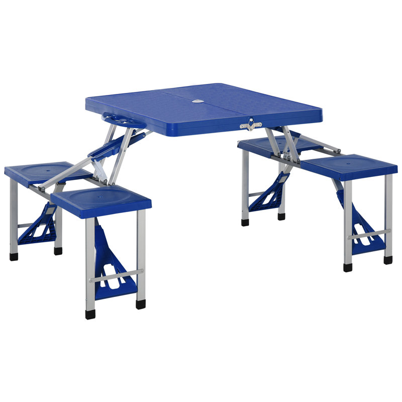 Senecal Rectangular Metal Outdoor with Umbrella Hole Camping Table - 84.5 cm W 64.5 cm D