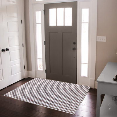 Gertmenian Crystal Print Checkered Modern Contemporary Beige Brown Cream Washable Flat Pile Indoor Area Rug