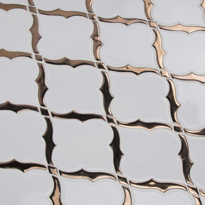 Victorian Light Arabesque 10.83" x 15.5" Ceramic Mosaic Tile