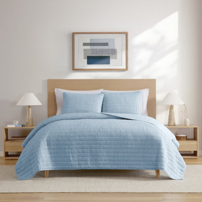 Swift Home Crinkle Washed 3-Piece Microfiber Quilt Set -  Ultra-Soft, Versatile, Classic, Timeless - All-Seasonal, Durable, Easy Care