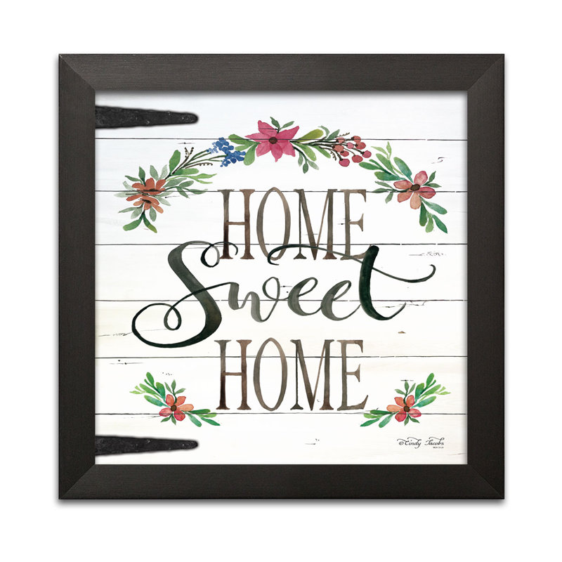 « home doux home », art textuel, H 12 po x l 12 po x P 0,75 po, Cadre noir