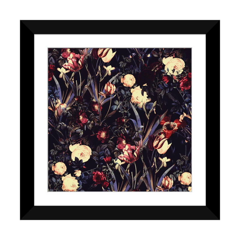 « night forest vi », impression sur toile tendue, H 12 po x l 12 po x P 0,75 po, Papier d'art encadré noir, Pas de tapis