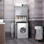 Armoire de rangement au-dessus de la toilette moderne, organisateur de salle de bain à double porte avec tablette intérieure réglable et tablette ouverte, gris