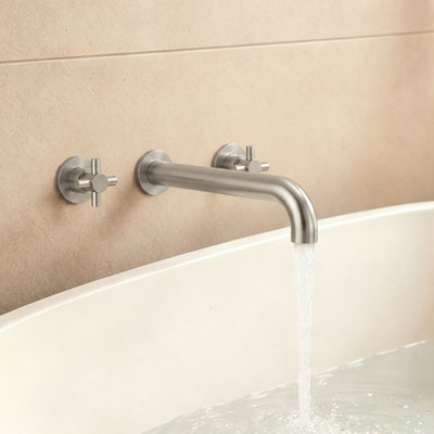 Two-Handle 3-Hole Wall Mounted Roman Tub Faucet Bathtub Filler