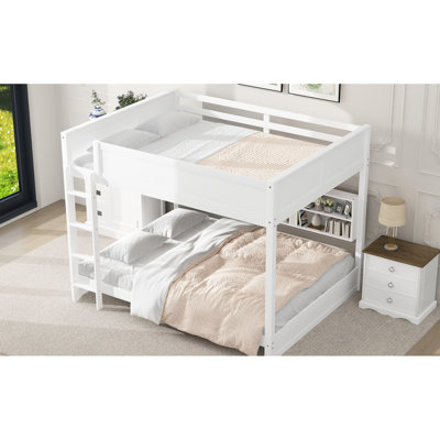 Queen Over Bunk Bed, White - Storage & Socket Robust Ports