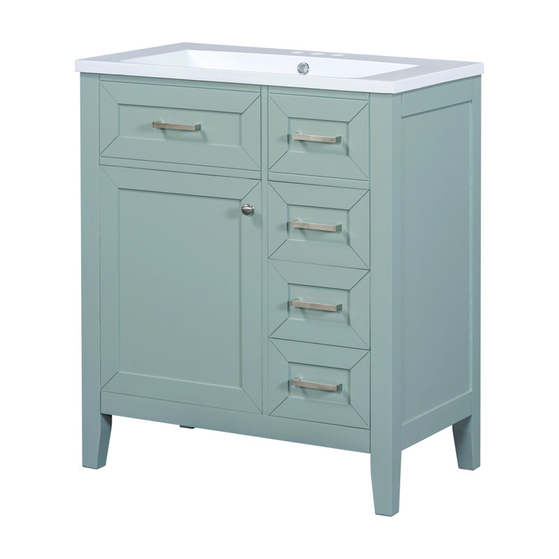 Meuble-lavabo 30 po avec lavabo en céramique, Vert