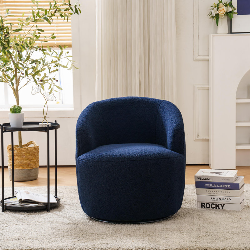 Jalin Upholstered Swivel Barrel Chair, Dark Blue