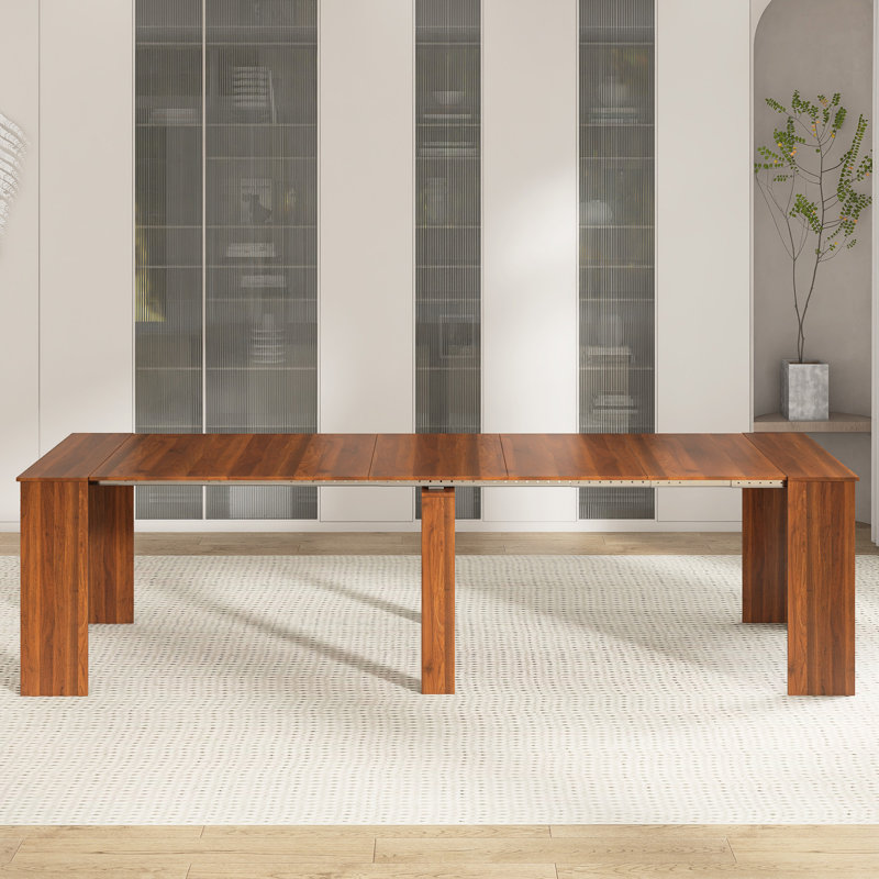 118" W Extendable Multifunctional Dinging Table, Dark Brown