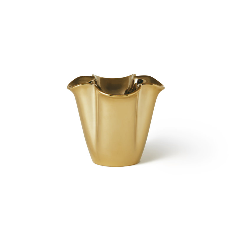 Gilded Clover Vase, 4.5" H x 5.5" W x 5.5" D