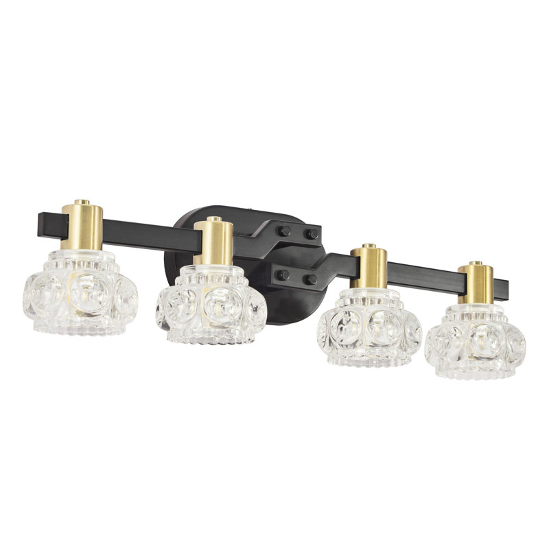 4- Wall Sconce With Crystal, Black Iron Finish, Retro Bathroom & Dressing Room , High Brightness, Easy Installation Sconce, Crystal Shades, Iron, Hallway Lighting, Energy Efficient, Install