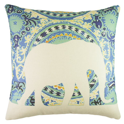 Elephant Cotton Blend Reversible Throw Pillow