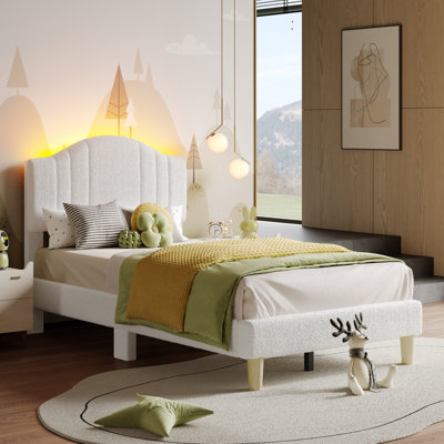 Upholstered Bed Frame Platform Bed With Adjustable Headborad And LED Light by Wrought Studio