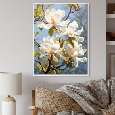 White Yellow Magnolias Magnolia Bliss Ii - Floral Wall Art Living Room