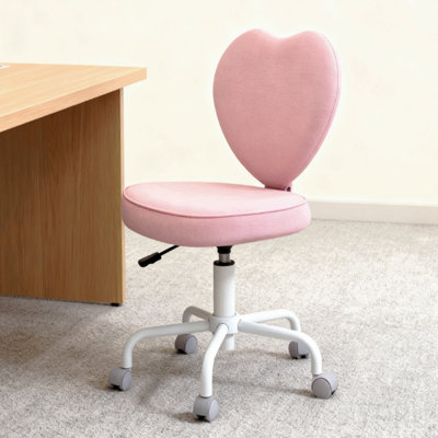 Chaise de bureau rose en forme de cœur, chaise pivotante réglable pour chambre à coucher et coiffeuse, style mignon et confortable