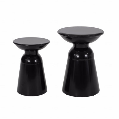 Outdoor Iron Side Tables With Flared Design, Set Of 2