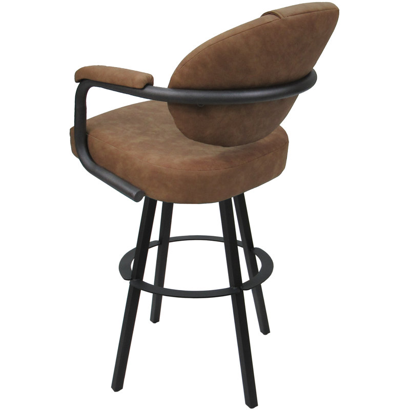Tabouret de comptoir pivotant en métal Lavenia - base Warren, Vinyle brun / cadre gris
