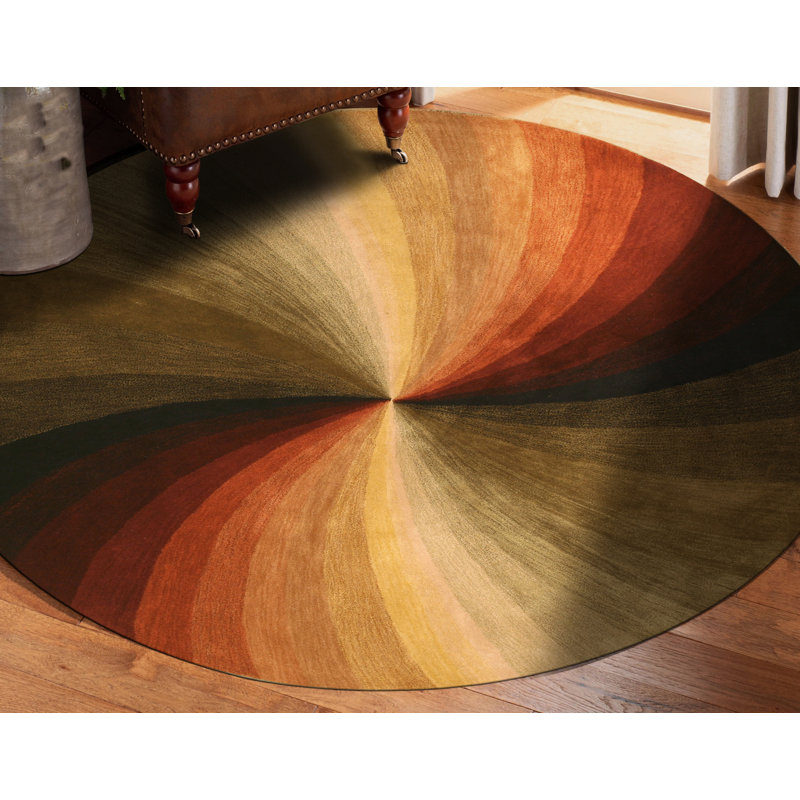 Enchanting Luxurious Original Multicolor Hand Tufted Multicolored Contemporary Abstract Wool Area Rug, Round 6'