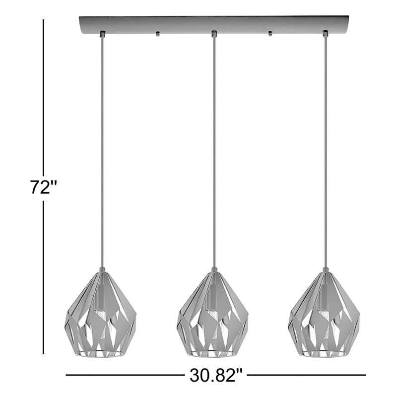 Luminaire suspendu linéaire à 3 lumières pour îlot de cuisine Birchard, Cuivre