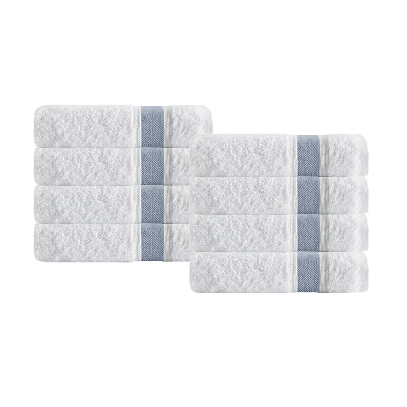 Ensemble de 8 serviettes en coton Amair, bleu