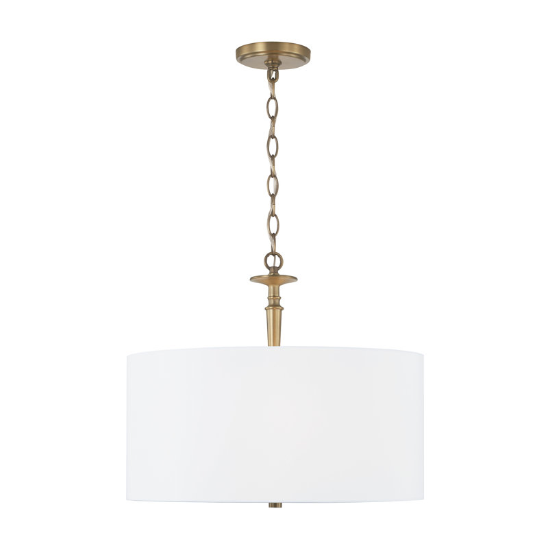 Luminaire suspendu cylindrique à 3 lumières Abbie, Laiton vieilli