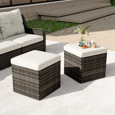 Bellamy Stylish PE Wicker Square Outdoor Patio Ottoman