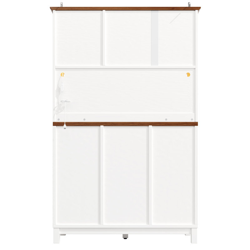 White LED Smart Cabinet with App Control, Tall Sideboard for Dining or Kitchen, Sliding Door & 3 Drawers