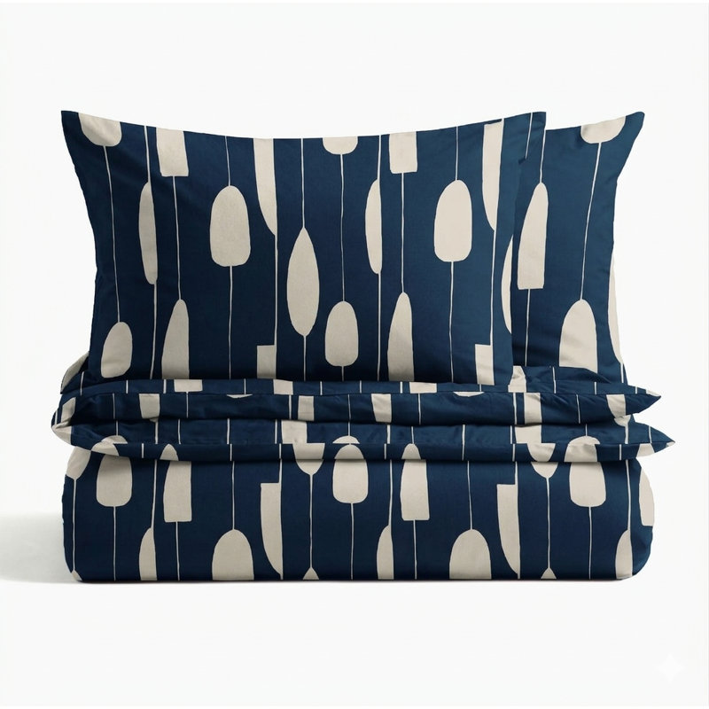 Echarkia Bedding Luka Navy Abstract Duvet Cover Set with Pillowcases Quilt Cover Soft and Breathable