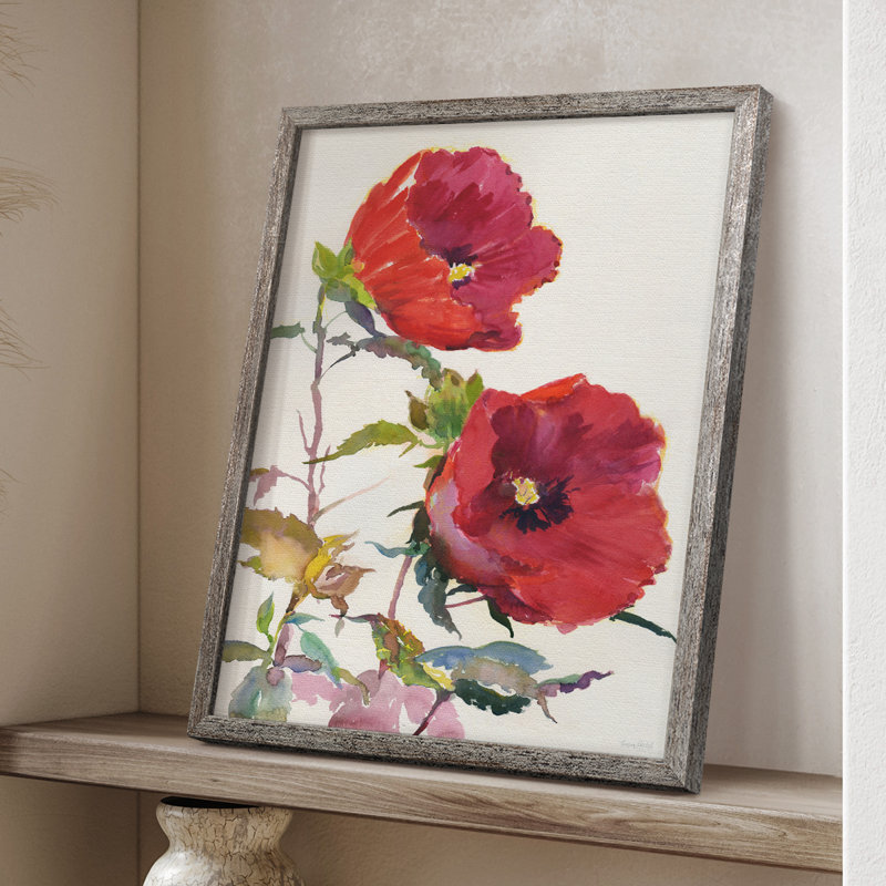 Hibiscus Glow I, reproduction encadrée - bois massif 49680, H 30 po x l 24 po