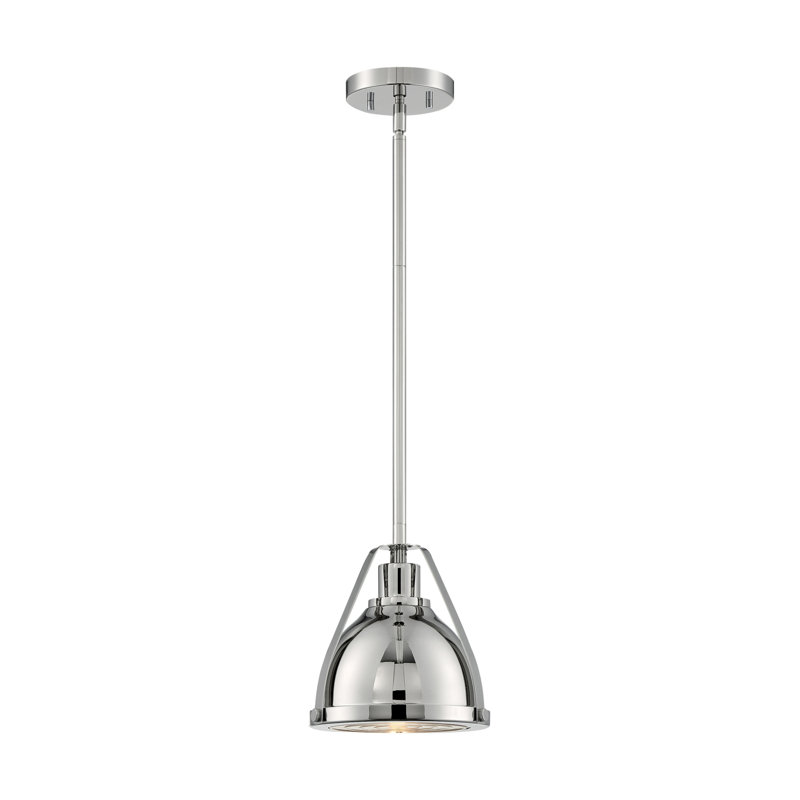Ebru 1 - Light Unique/Statement Pendant, Polished Nickel, 9.13" H x 8.75" W x 8.75" D