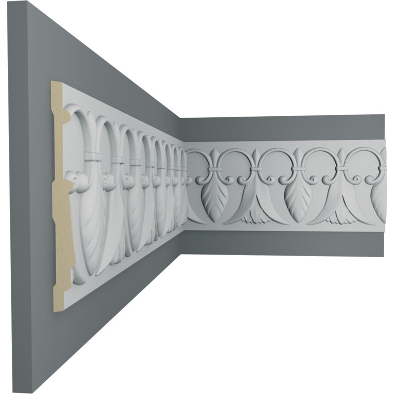 Primed Gray Polyurethane Geometric Chair Rail Moulding