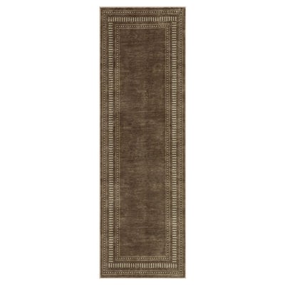 Washable Area Rug Modern Bordered, Soft Low-Pile, Non-Slip Collapsible Carpet Mark Resistant, Pet Friendly Area Rug for Living Room, Bedroom, Nursery