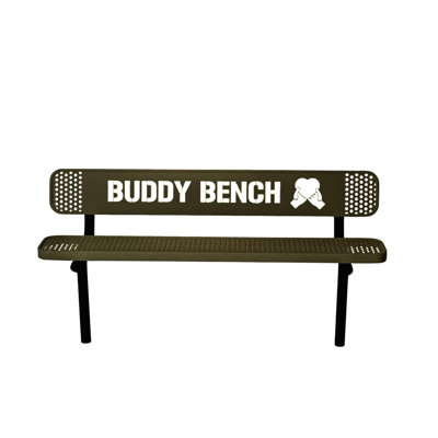 Buddy Bench, Black, Expanded, 6Ft, With Back, Inground