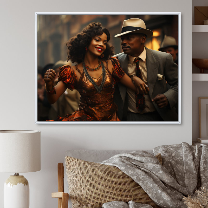 Jazz Harlem Renaissance III sur toile, H 30 po x l 40 po x P 1,5 po, Cadre flottant blanc