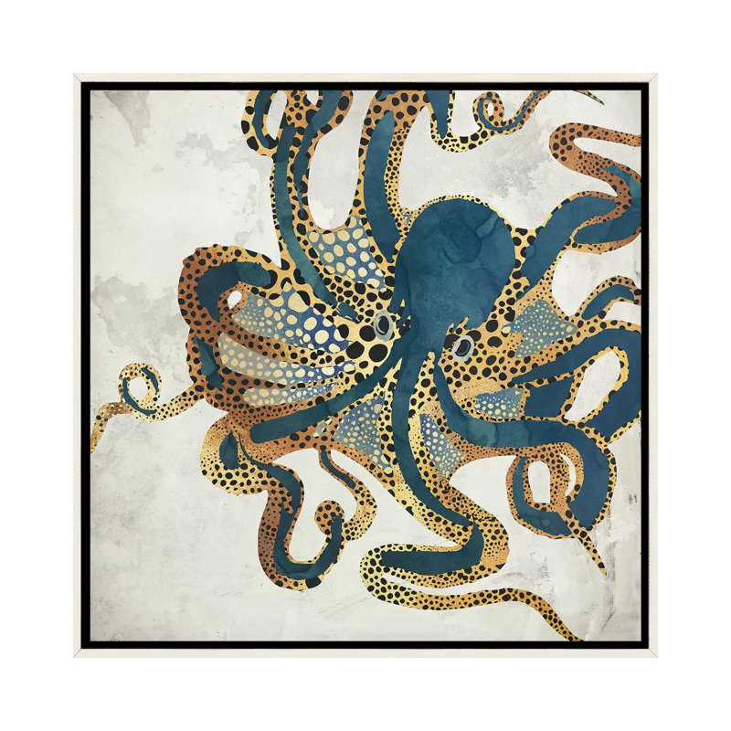 Underwater Dream VI - impression d'art graphique, H 12 po x l 12 po, Toile avec cadre flottant, Blanc patiné
